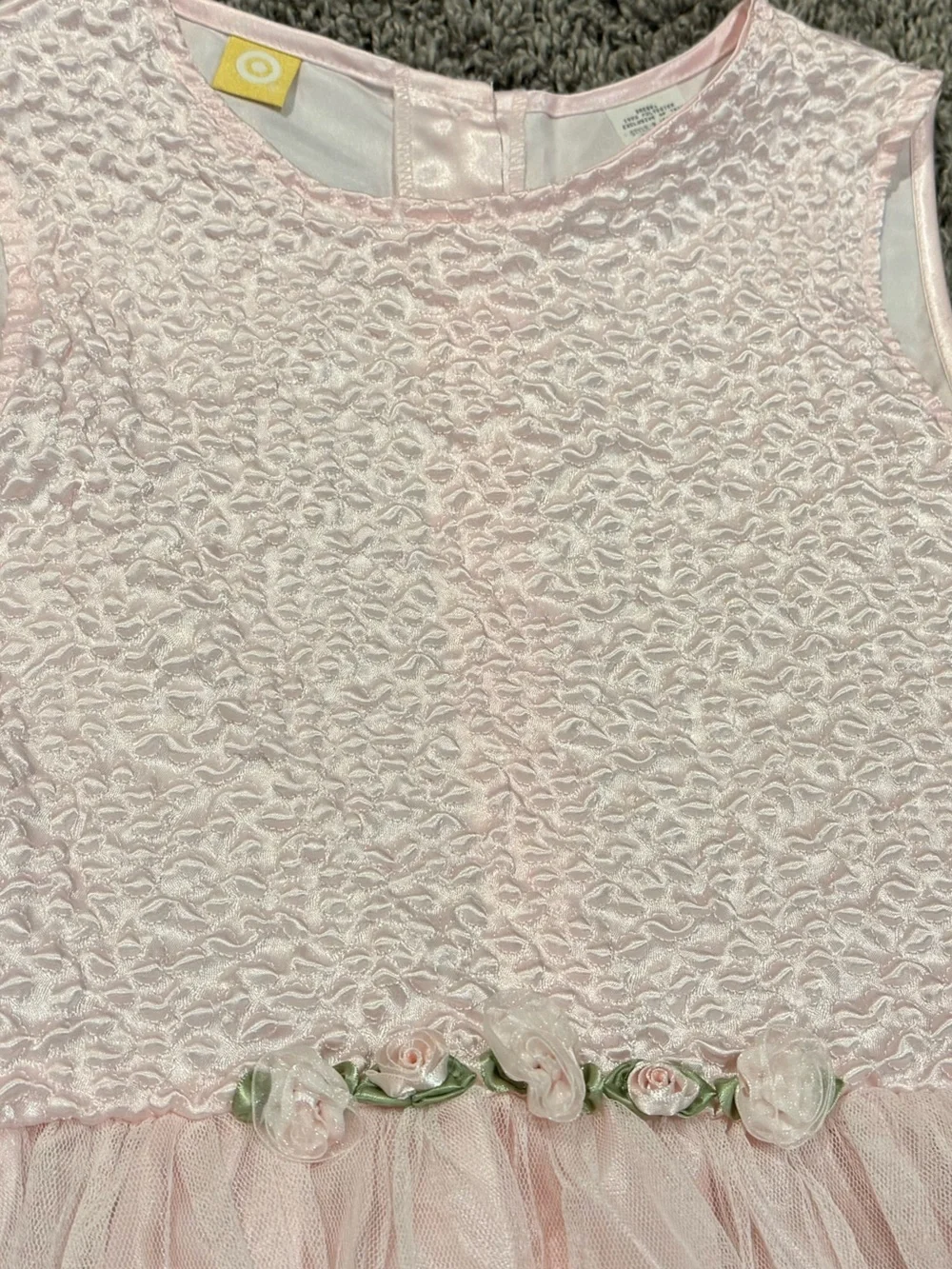 Light Pink Satin Textured Party Dress with tulle skirt, size XL
